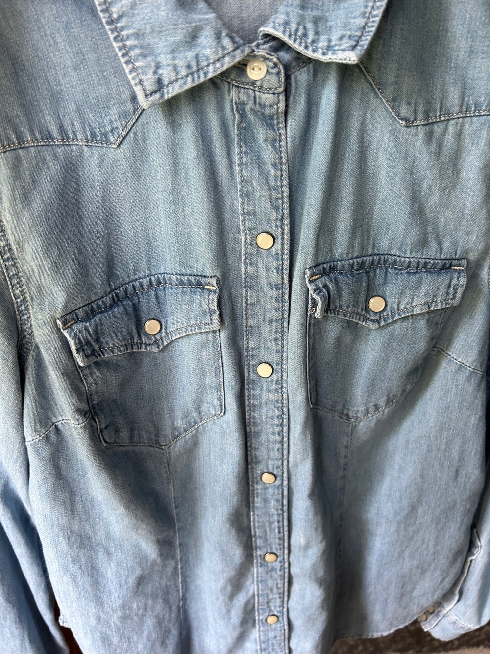 GAP Light Blue Denim Button-Front Western Shirt